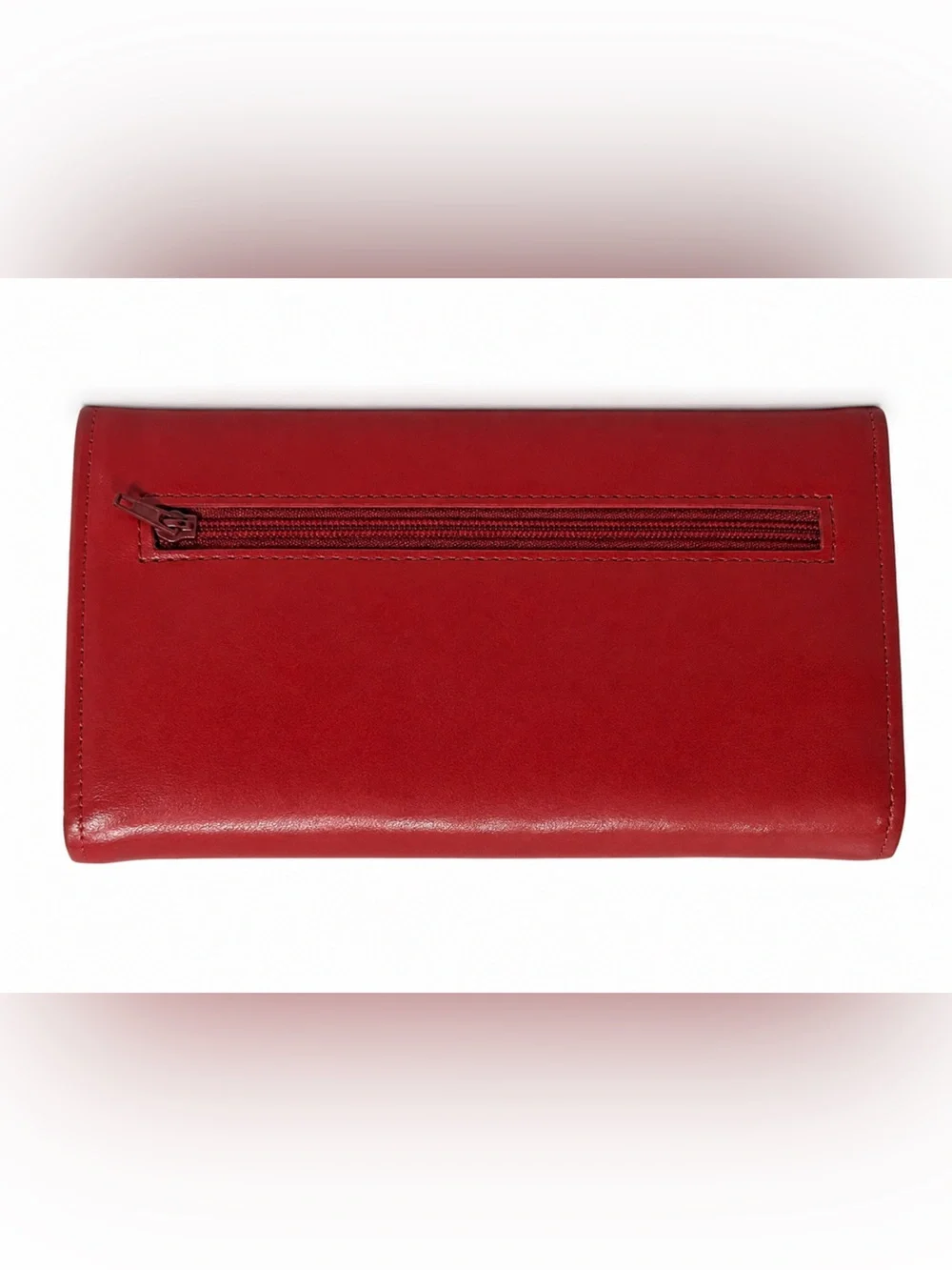 Red SUNY Vintage-Style Wallet – Snap Closure & Zipper Pocket